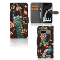 Google Pixel 7 Telefoonhoesje met Pasjes Pauw met Bloemen - thumbnail