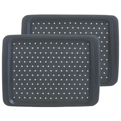 Dienblad - 2x - antislip - grijs - kunststof - 35 x 26 cm