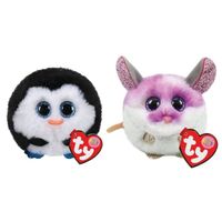 Ty - Knuffel - Teeny Puffies - Waddles Penguin & Colby Mouse