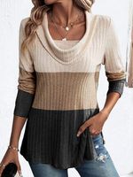 Split Joint Contrast Stitching Casual Loose Shirt - thumbnail