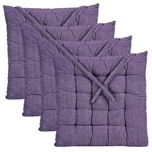 Stoelkussen Decorama - 4x - binnen/buiten - paars - 40 x 40 x 5cm - polyester