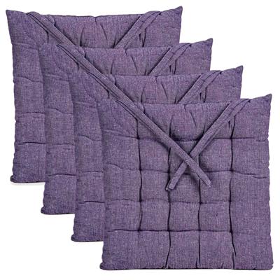 Stoelkussen Decorama - 4x - binnen/buiten - paars - 40 x 40 x 5cm - polyester