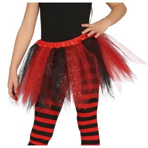 Heksen verkleed petticoat/tutu zwart/rood glitters voor meisjes