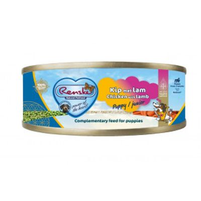 Renske Puppy Junior vers bereid kip met lam natvoer hond (blik) 1 tray (24 x 95 g)