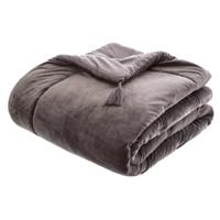 Atmosphera Bedsprei deken Sonia - fluweel donkergrijs - 80 x 180 cm - polyester - extra dik