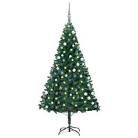 VidaXL Kunstkerstboom met verlichting en kerstballen 180 cm pvc groen