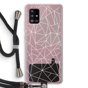 Geometrische lijnen wit: Samsung Galaxy A51 5G Transparant Hoesje met koord