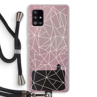 Geometrische lijnen wit: Samsung Galaxy A51 5G Transparant Hoesje met koord