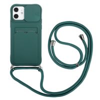 iPhone XR hoesje - Backcover - Koord - Pasjeshouder - Portemonnee - TPU - Donkergroen