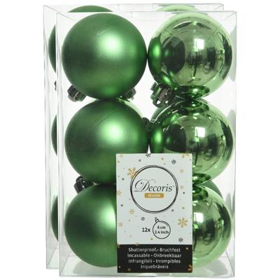 Decoris kerstballen - 24x st - groen - D6 cm - kunststof - kerstversiering