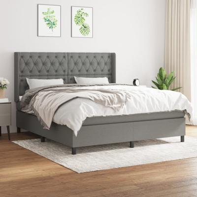Boxspring met matras stof donkergrijs 160x200 cm