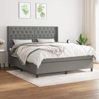 Boxspring met matras stof donkergrijs 160x200 cm
