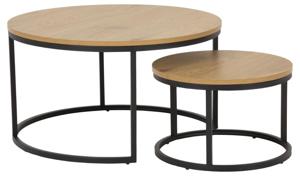 Spiro salontafel Ø50 cm, set met 2 stuks, eik.