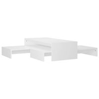 The Living Store Salontafelset - wit bewerkt hout - afmetingen- 100 x 100 x 26.5 cm - inclusief 1x hoge tafel en 2x - thumbnail