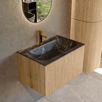 Badmeubel Mondiaz Kurve-Dlux | 70 cm | Meubelkleur Oak | Wastafelkleur Lava | Solid surface | Midden spoelbak | 1 kraangat