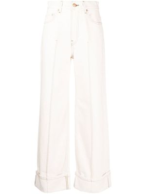 Ulla Johnson jean ample à patch logo - Blanc