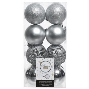 Decoris Kerstballen - 16x st - zilver - D6 cm - kunststof - kerstversiering