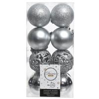 Decoris Kerstballen - 16x st - zilver - D6 cm - kunststof - kerstversiering - thumbnail