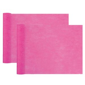 Tafelloper op rol - 2x - fuchsia roze - 30 cm x 10 m - non woven polyester