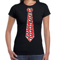 Verjaardag cadeau t-shirt voor dames - 75 jaar - zwart - stropdas stopbord