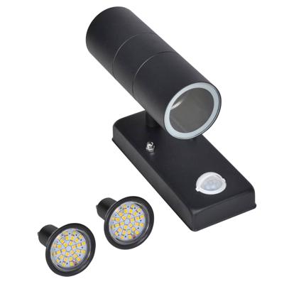 VidaXL Wandlamp met sensor led cilindervormig rvs zwart