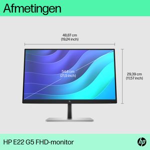 HP E22 G5 LED-monitor Energielabel D (A - G) 54.6 cm (21.5 inch) 1920 x 1080 Pixel 16:9 5 ms HDMI, DisplayPort, USB 3.2 Gen 1 (USB 3.0), USB-B IPS LED