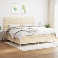 Boxspring met matras stof crèmekleurig 200x200 cm