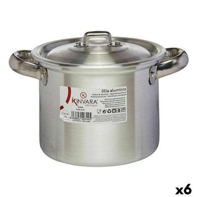 Casserolepan met deksel Kinvara 100030 100030 Zilverkleurig Aluminium 16 x 14 x 21 cm 20 x 14 x 16 cm Ø 14 cm (6 Stuks)