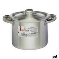 Casserolepan met deksel Kinvara 100030 100030 Zilverkleurig Aluminium 16 x 14 x 21 cm 20 x 14 x 16 cm Ø 14 cm (6 Stuks)