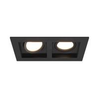 Fresno Dubbele Inbouwspot - Rechthoek - 2x GU10 - 4000K Neutraal wit - 10 Watt 800 lumen - Kantelbaar - IP20 stofdicht - Zwart