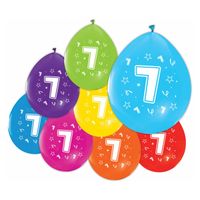 Globos Ballonnen 2-zijdig geprint cijfer 7, 8st.