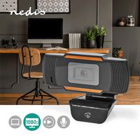 Nedis WCAM100BK webcam 2 MP 1920 x 1080 Pixels USB 2.0 Zwart - thumbnail