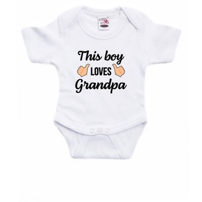 This boy loves grandpa cadeau baby rompertje wit jongens