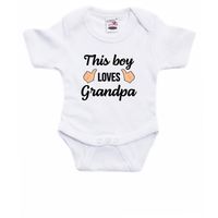 This boy loves grandpa cadeau baby rompertje wit jongens 92 (18-24 maanden)  -