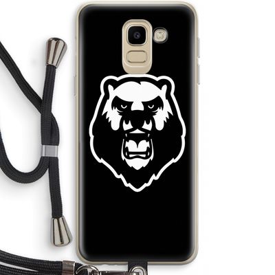 Angry Bear (black): Samsung Galaxy J6 (2018) Transparant Hoesje met koord