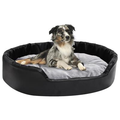VidaXL Hondenmand 90x79x20 cm pluche en kunstleer zwart en grijs