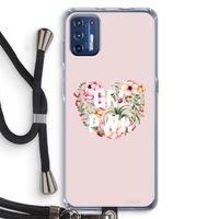GRL PWR Flower: Motorola Moto G9 Plus Transparant Hoesje met koord