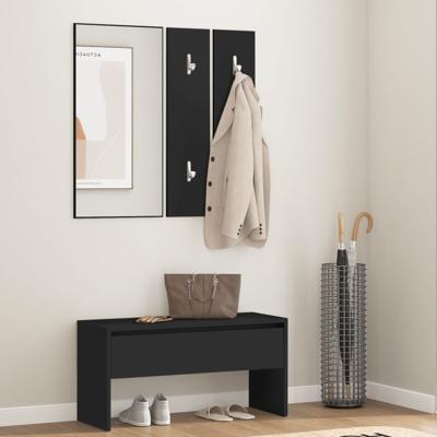 Garderobe set bewerkt hout zwart
