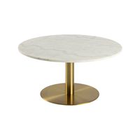 Bendt Ronde Salontafel 'Clement' Ø90cm, Wit Marmer/Brass, kleur Wit/Brass - thumbnail