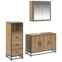 Badkamermeubelset 3 pcs artisanaal eikenkleurig 90 x 33 x 60 cm