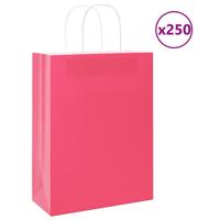 VidaXL Papieren zakken 250 st met hengsels 26x12x35 cm roze