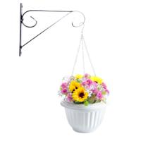Hangpot + Muurhaak Cuneo - wit - D20 cm - kunststof - metaal - tuinaccessoires