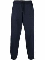 Giorgio Armani pantalon nervuré à rayures latérales - Bleu