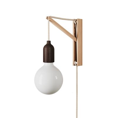 Wandlamp hout met stekker E27 Made in Italy