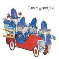 Wenskaart - Spuit Elf Lieve Groetjes Brandweerwagen (Set van 6)