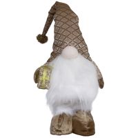 Decoratie kerst gnome pop - H36 cm - met verlichting - brons - kerstman poppen