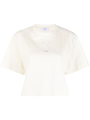 Off-White t-shirt crop à ornements - Tons neutres