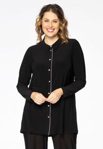Yoek Blouse met strass flare | Zwart | Maat 42/44