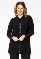 Yoek Blouse met strass flare | Zwart | Maat 42/44