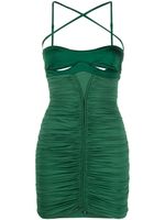 Mugler robe courte froncée à découpes - Vert